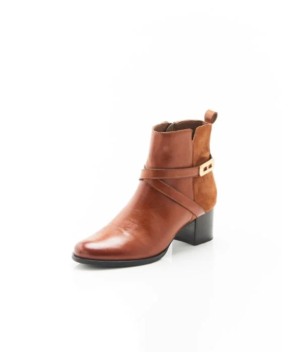Bottines à talon bi-matières