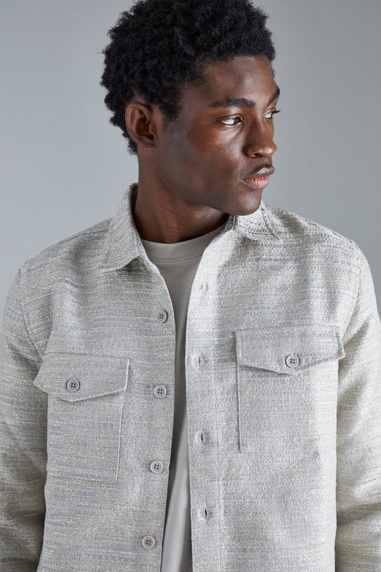 Bouclee-Overshirt mit Tasche
