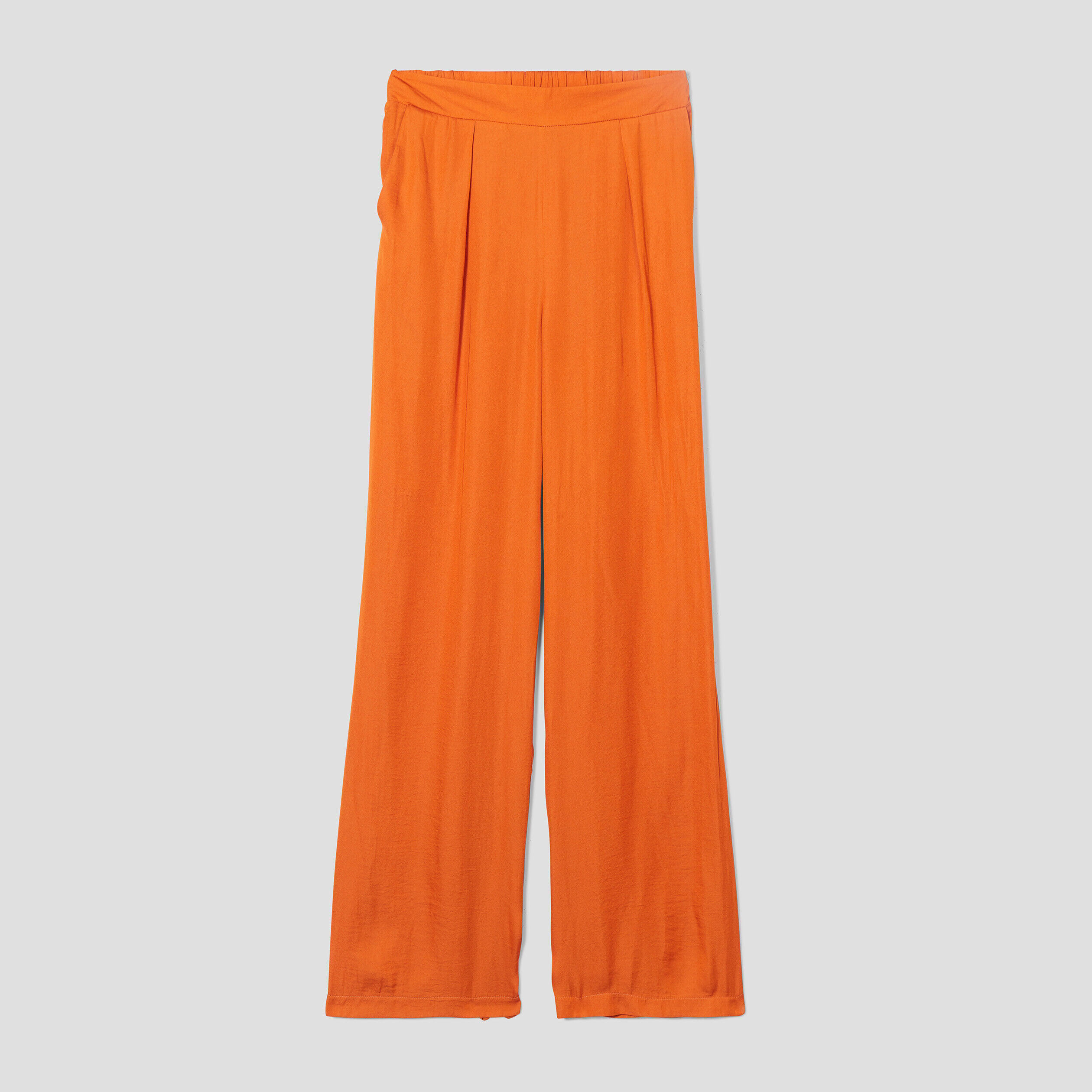 Pantalon city large satin orange femme | Cache Cache