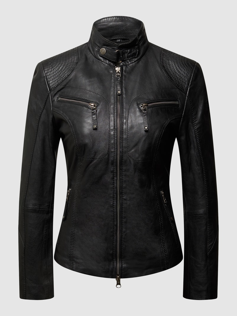 Lederjacke aus Lammnappa in schwarz