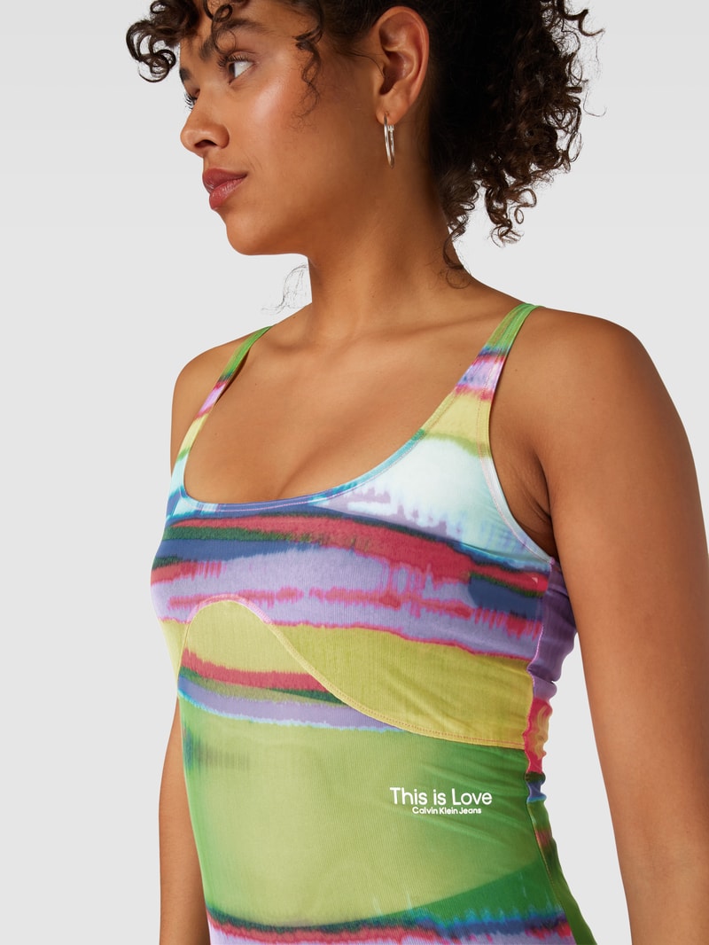 Maxikleid mit Allover-Print in gelb