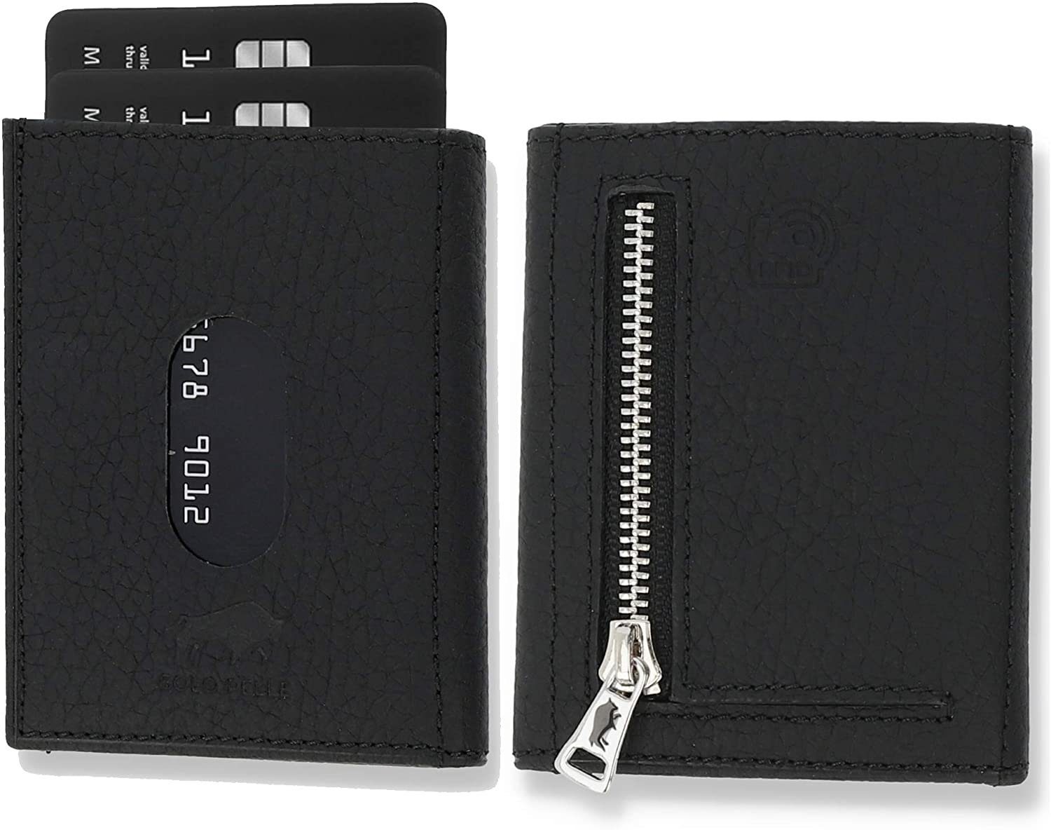 Solo Pelle Brieftasche Slim Wallet mit Münzfach [12 Karten] Slimwallet Riga [RFID-Schutz], echt Leder, RFID Schutz, Macde in Europe
