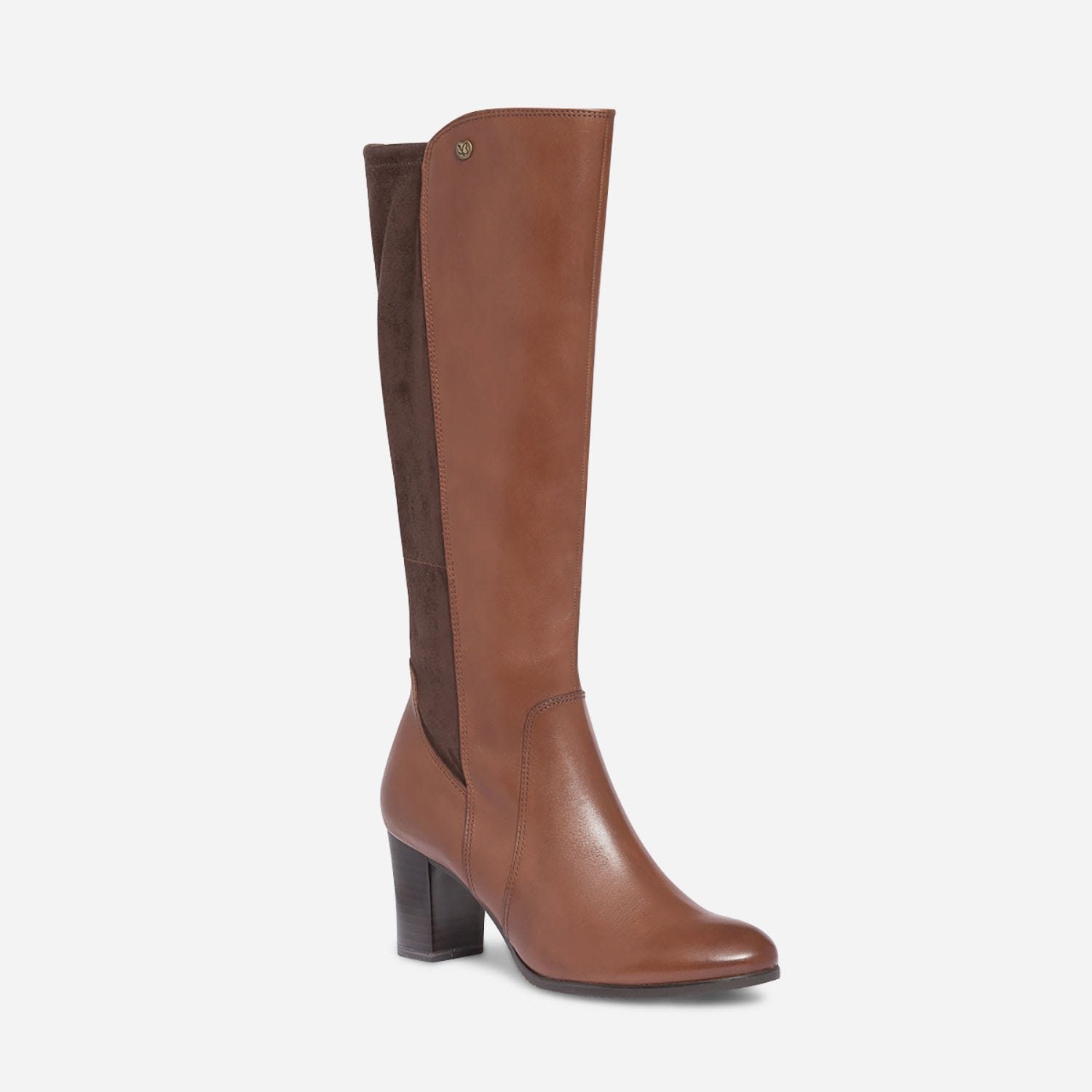 Botte à talon CAPRICE cognac en cuir et textile
