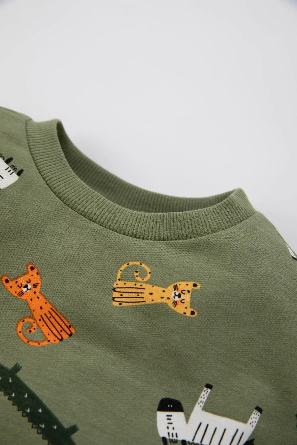 DeFacto  Sweatshirt-Stoff-Sweatshirt mit normaler Passform und Rundhalsausschnitt mit Tiermuster für Babys