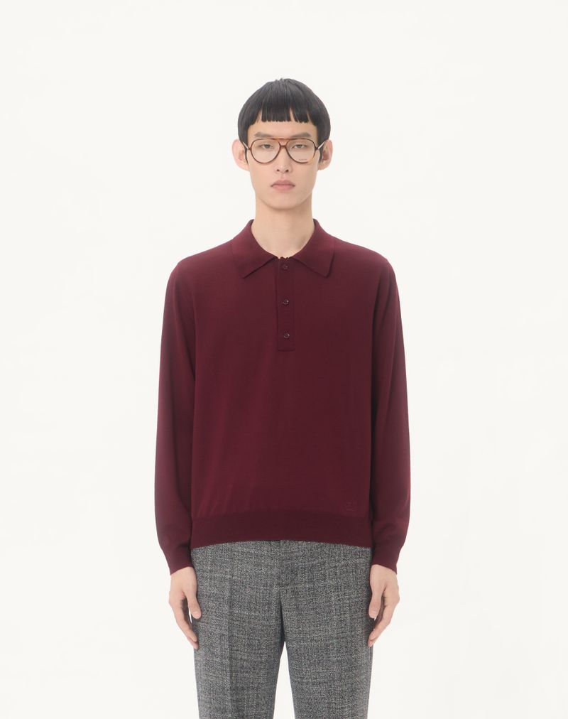 Valentino poloshirt van wol met V-logo borduurwerk