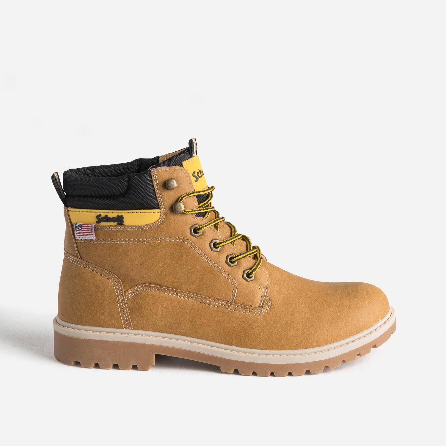 Boots à lacet SCHOTT camel semelle crantée