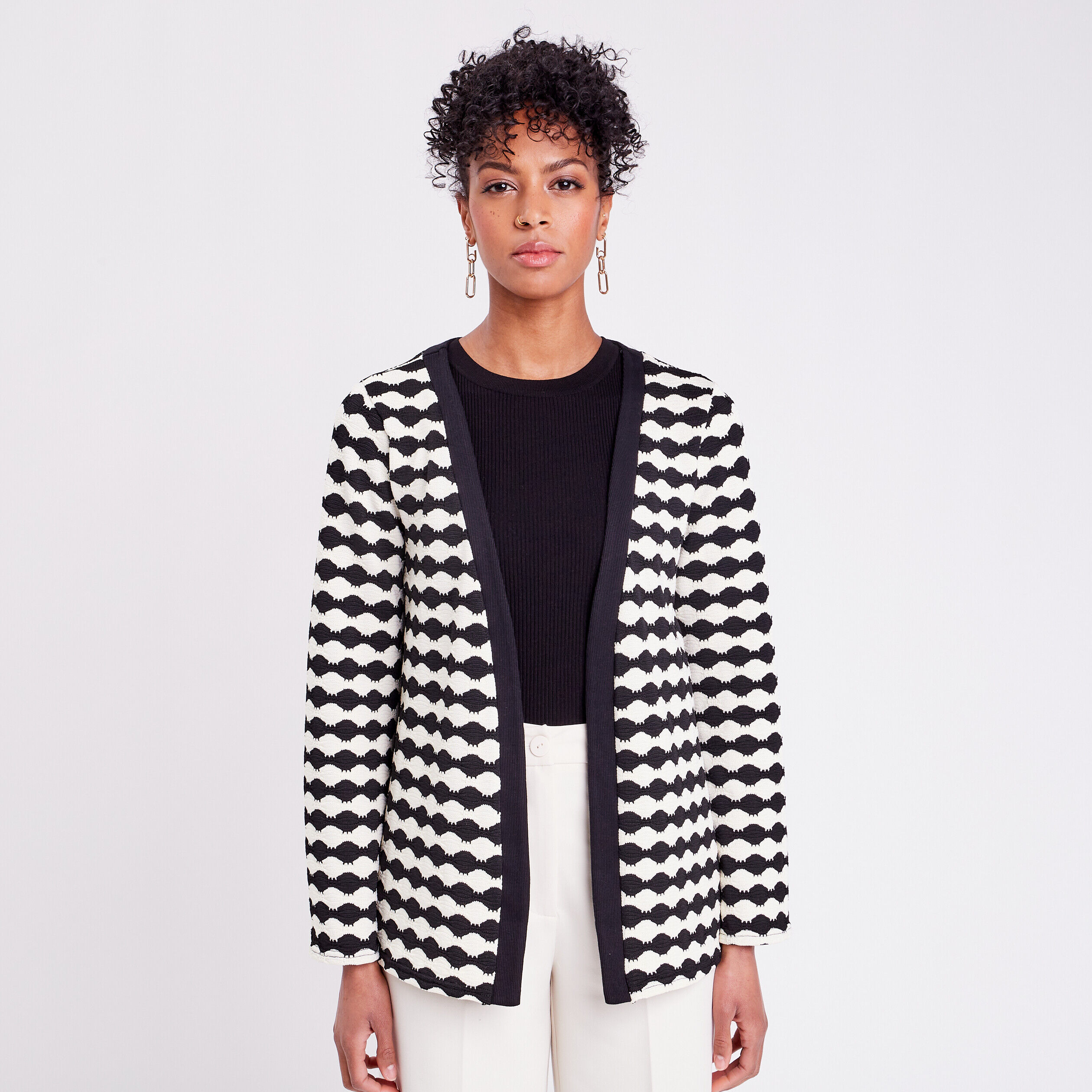 Veste évasée manches pagodes noir femme | Cache Cache