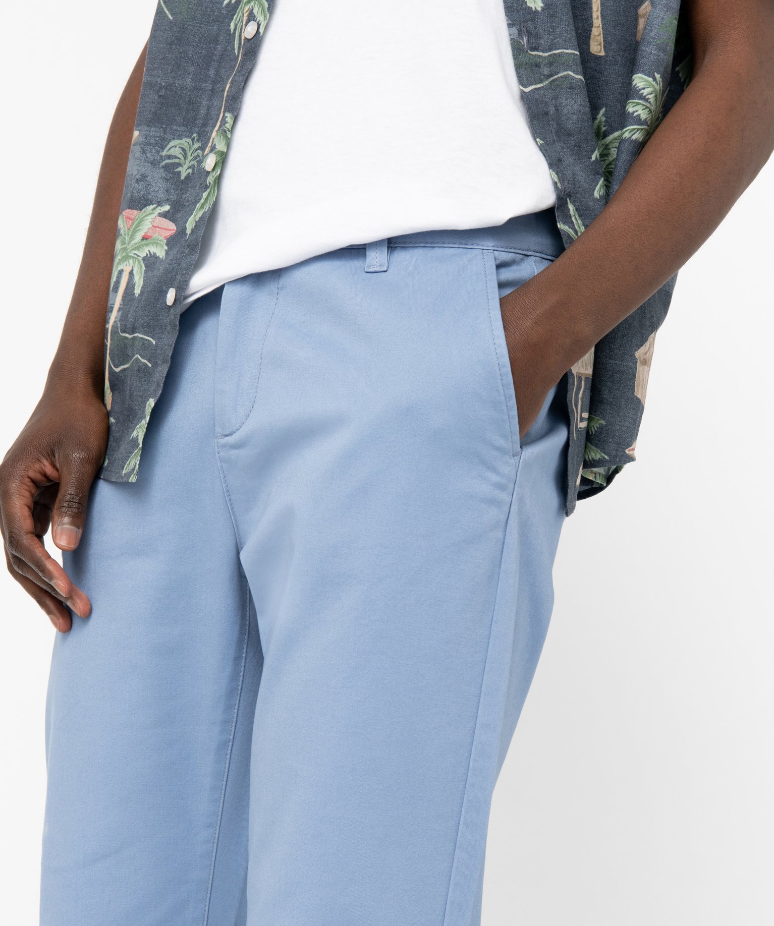 Pantalon chino en coton stretch uni homme bleu | GEMO