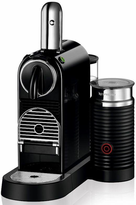 Nespresso Kapselmaschine CITIZ EN 267.BAE von DeLonghi, Schwarz, inkl. Aeroccino Milchaufschäumer, Willkommenspaket mit 7 Kapseln