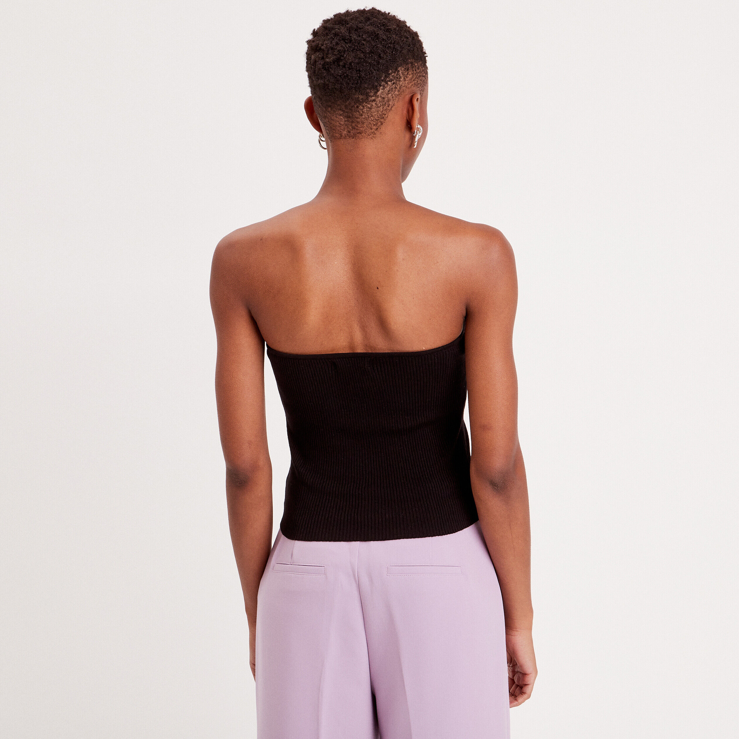 Crop top pull bustier noir femme | Cache Cache