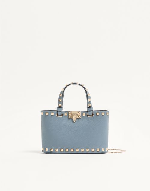 Mini Rockstud indkøbstaske i granatrødt kalveskind