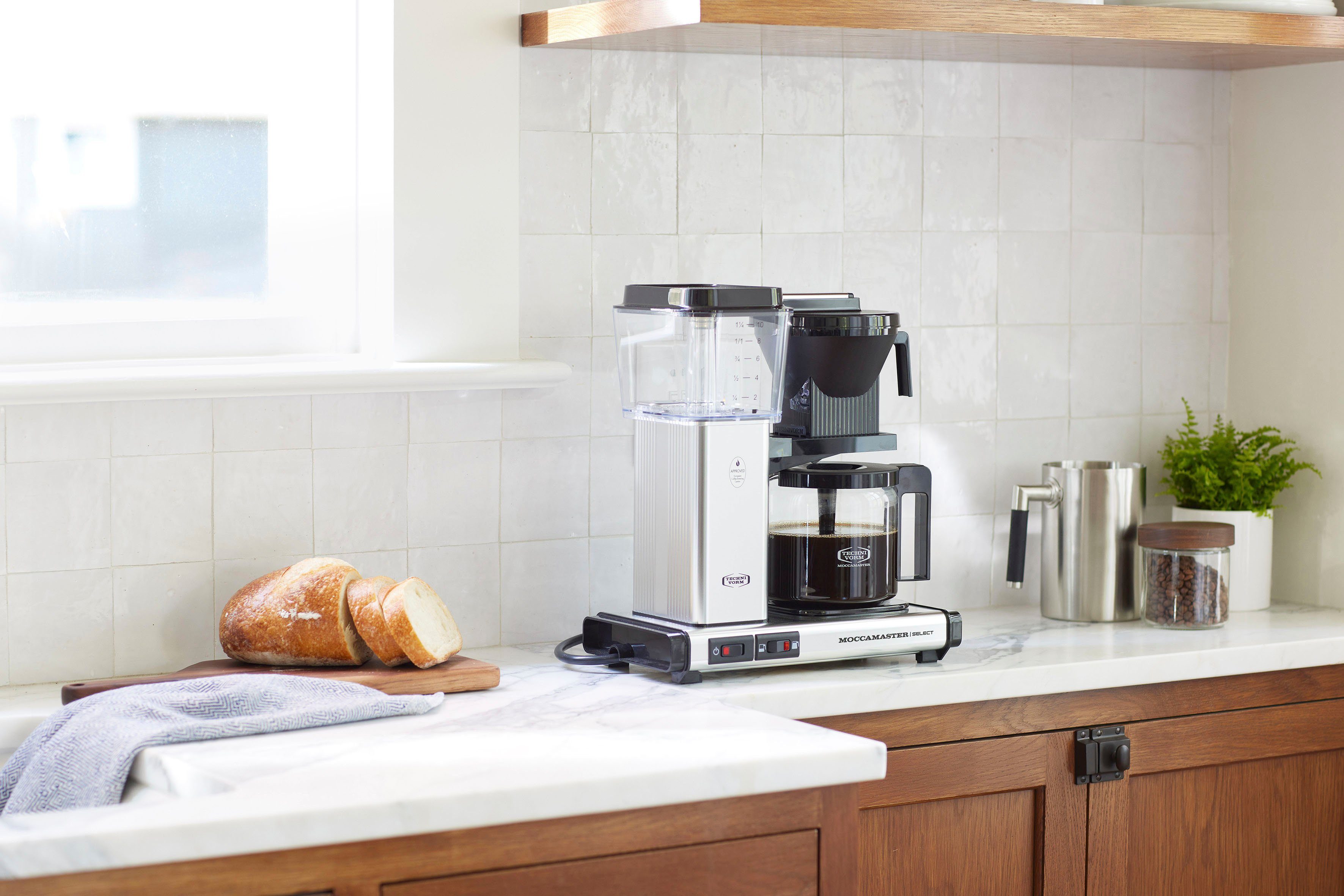 Moccamaster Filterkaffeemaschine KBG Select polished silver, 1,25l Kaffeekanne, Papierfilter 1x4