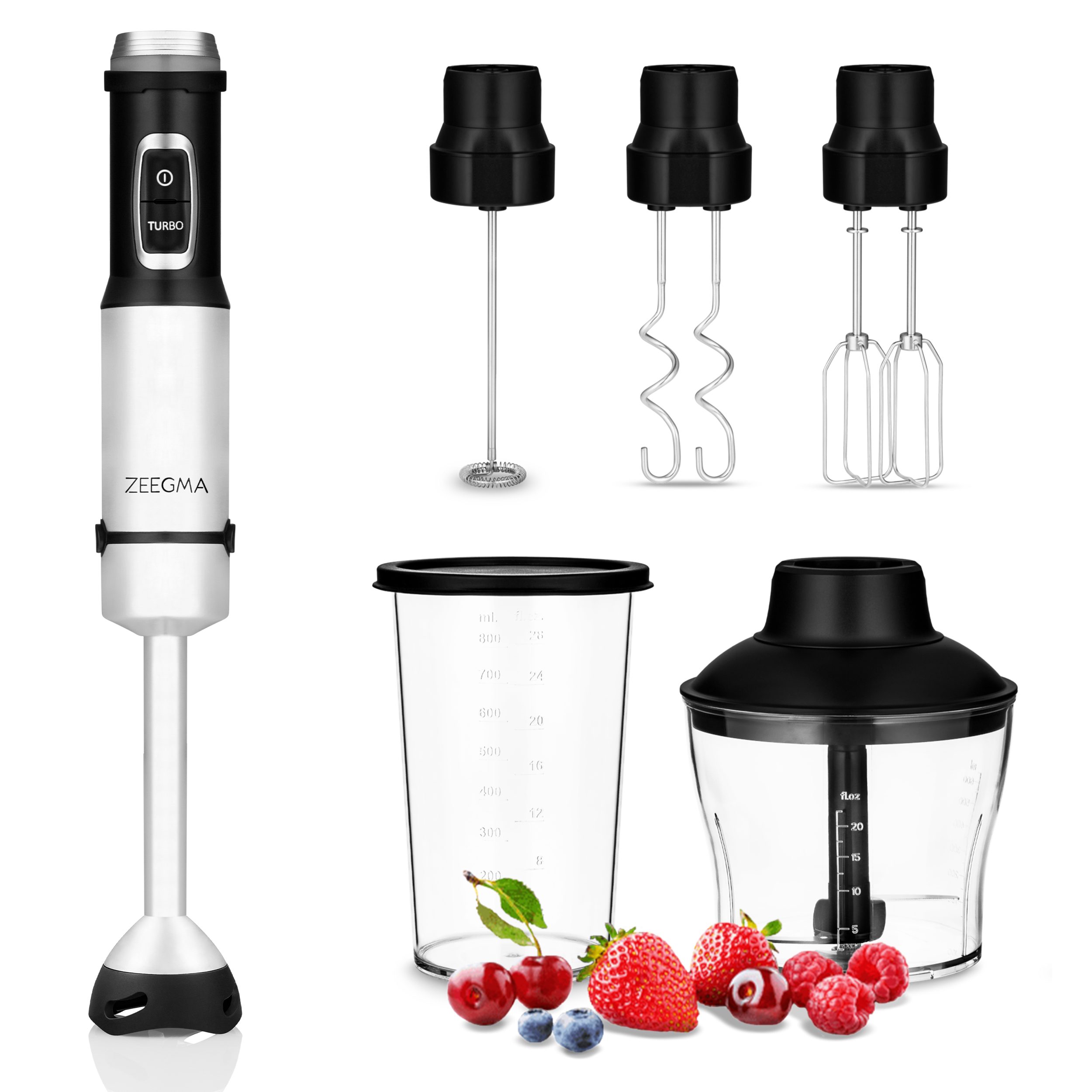 Zeegma Stabmixer Handy-Chef, 1500,00 W, Set 5in1 Metallgehäuse 17 Stufen + Turbo TOP