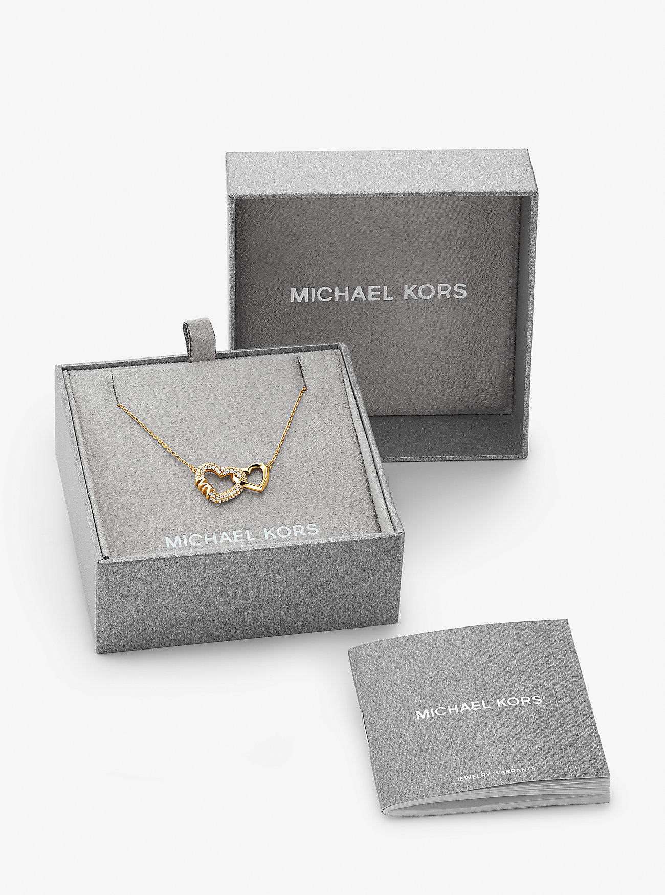 Precious Metal-Plated Sterling Silver Interlocking Hearts Necklace - GOLD