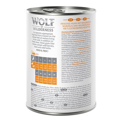 Wolf of Wilderness Adult 6 x 400 g - Single Protein