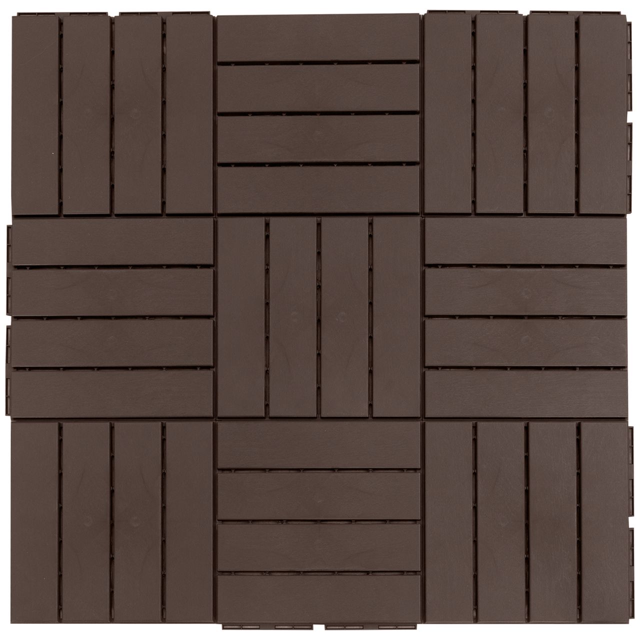 Outsunny 9 er Set Terassenfliesen Balkon Patio 30 x 30 cm Garten-Klickfliese Bodenbelag Bodenfliese Innen Außen Kunststoff Braun