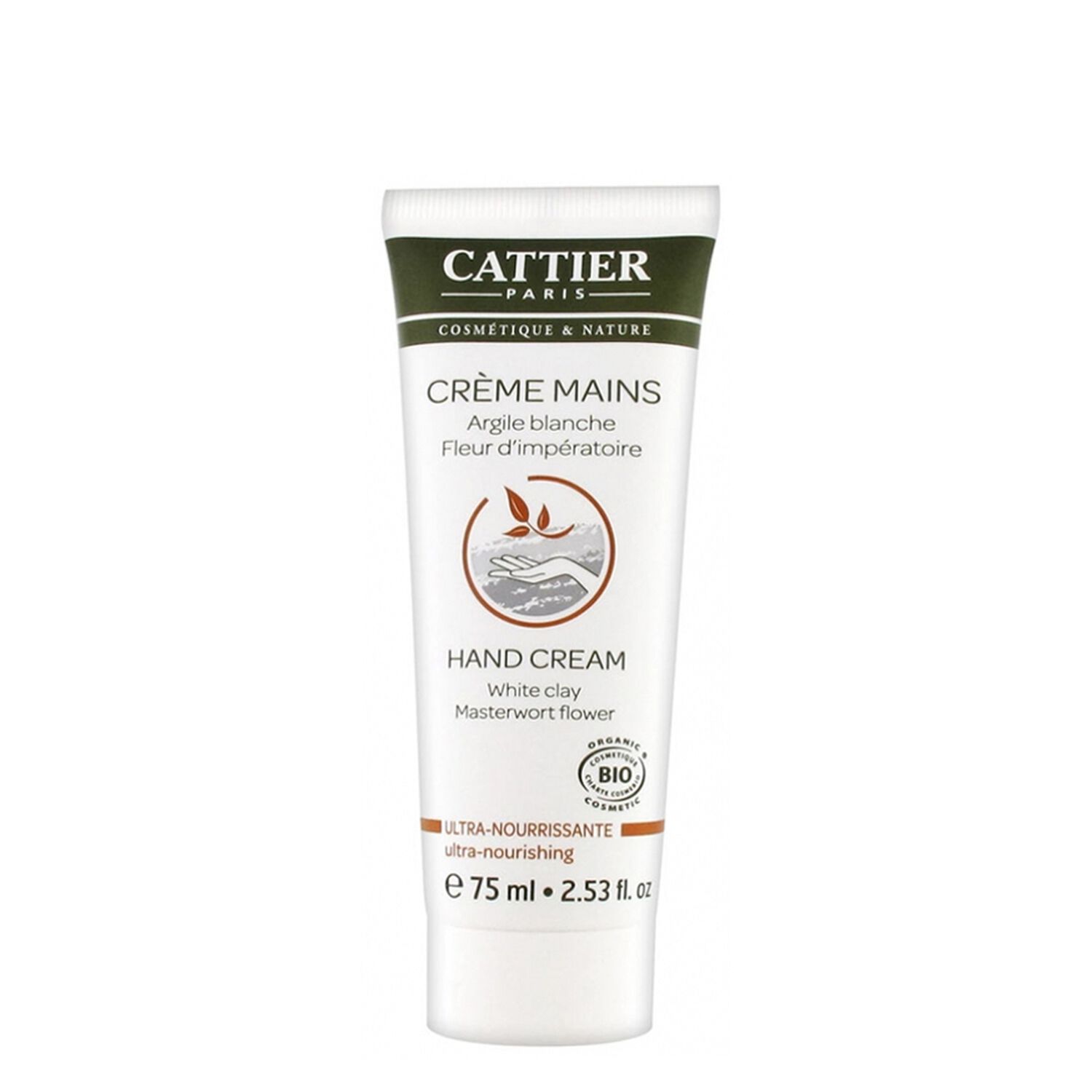 Cattier Crème Mains Ultra-Nourissante Argile Blanche & Fleur d'Impératrice 75 ml