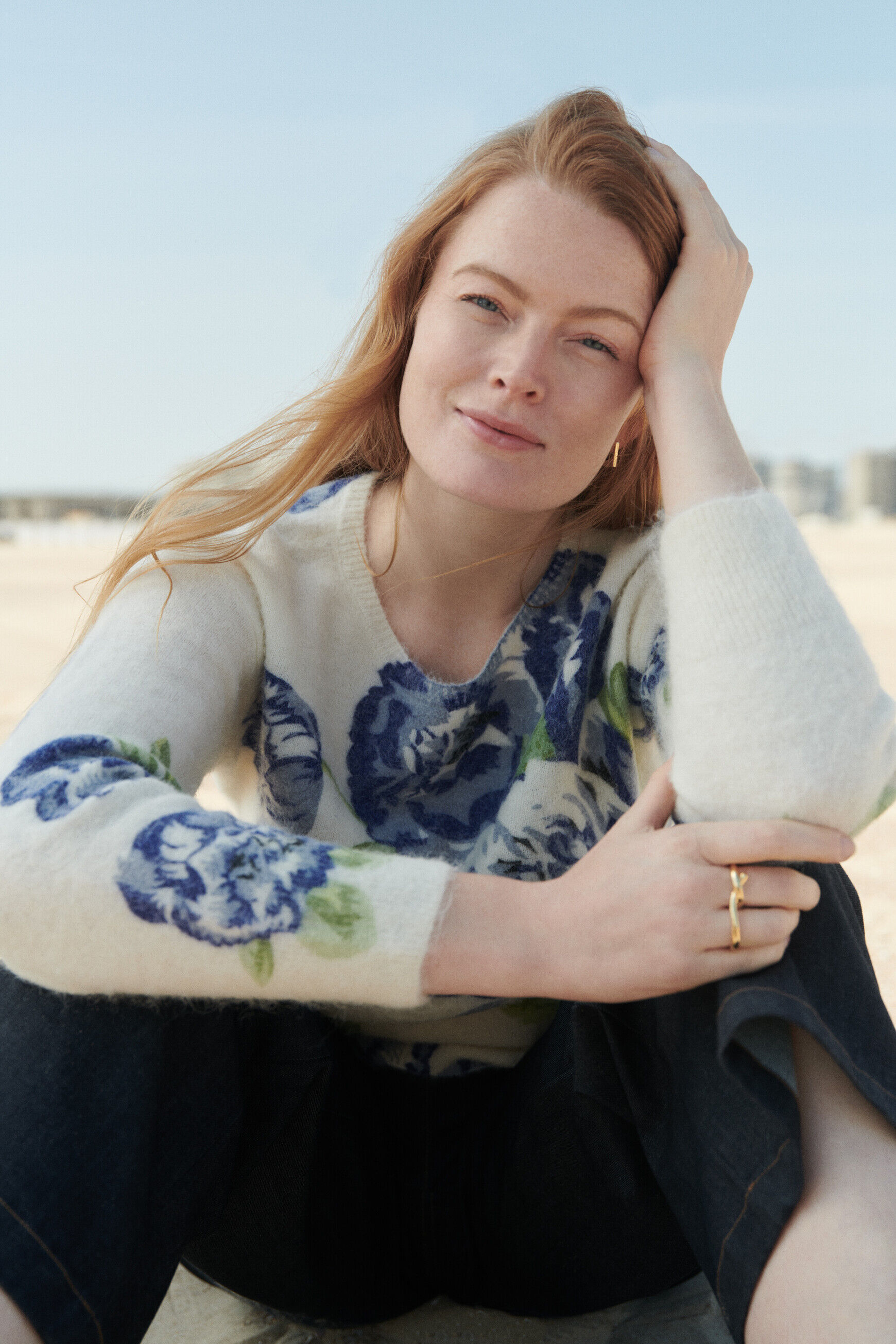 Pull manolia bleu ciel femme
