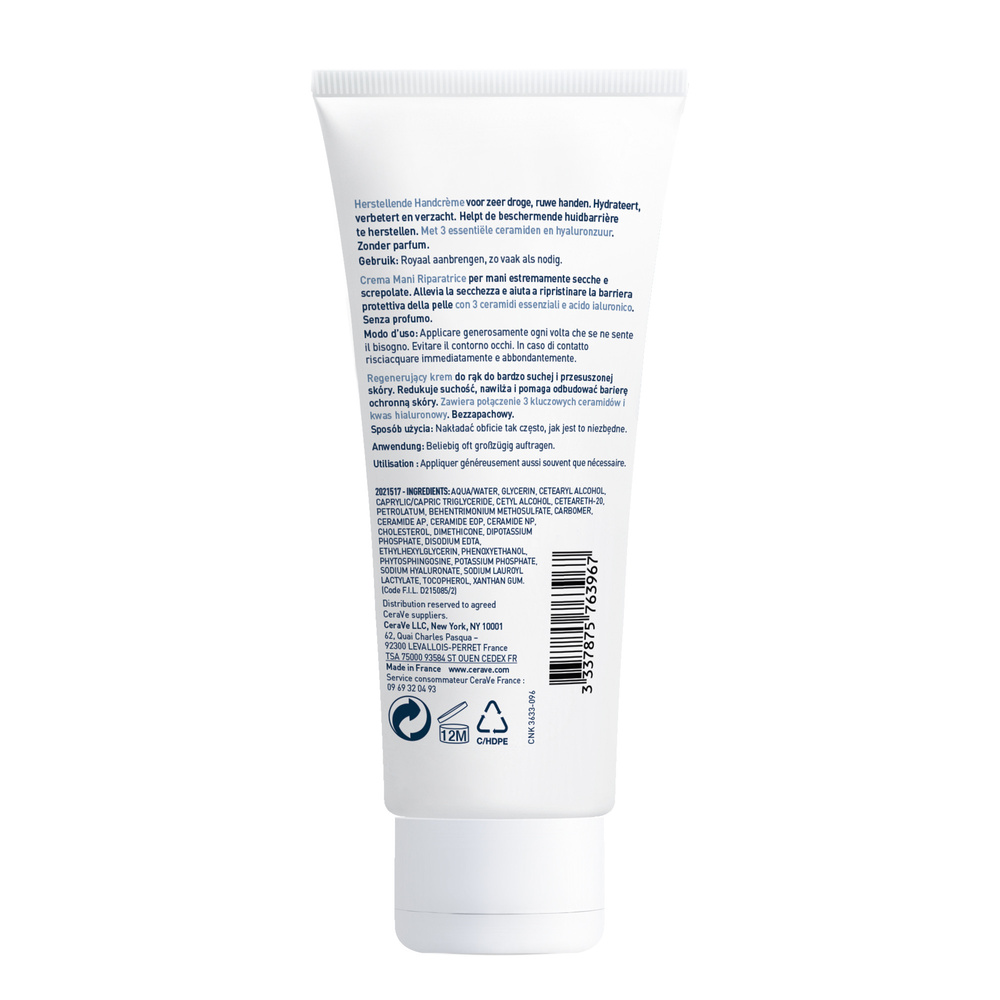 CeraVe Lot*2 Crème Mains Réparatrice Pour les mains très sèches, gercées et abîmées
