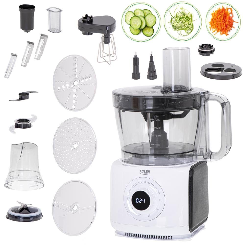 Adler Küchenmaschine AD 4224, 2000W, 3,5L, 12in1 Multifunktionales Küchengerät mit LCD-Anzeige