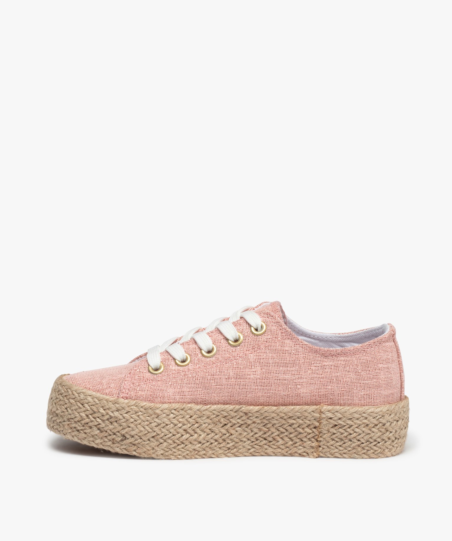 Tennis fille en toile à semelle plateforme en cordelette rose | GEMO