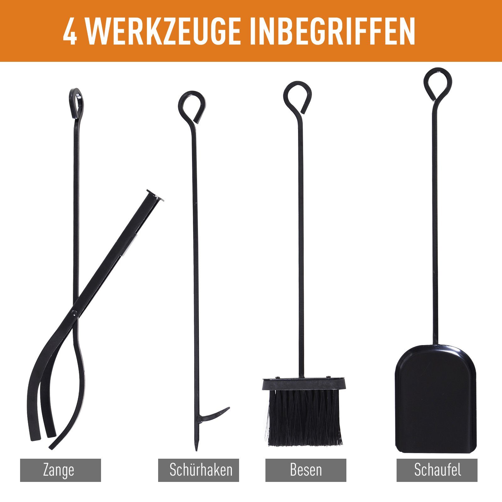 HOMCOM Kaminholzregal Kaminholzständer mit Kaminbesteck