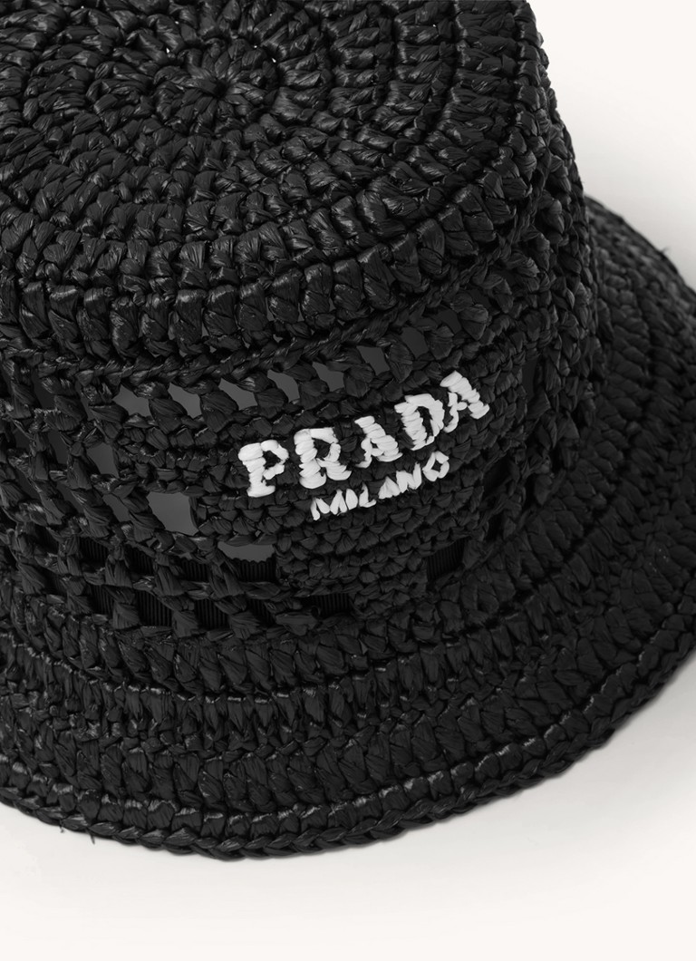 Prada Raffia bucket hat made of straw