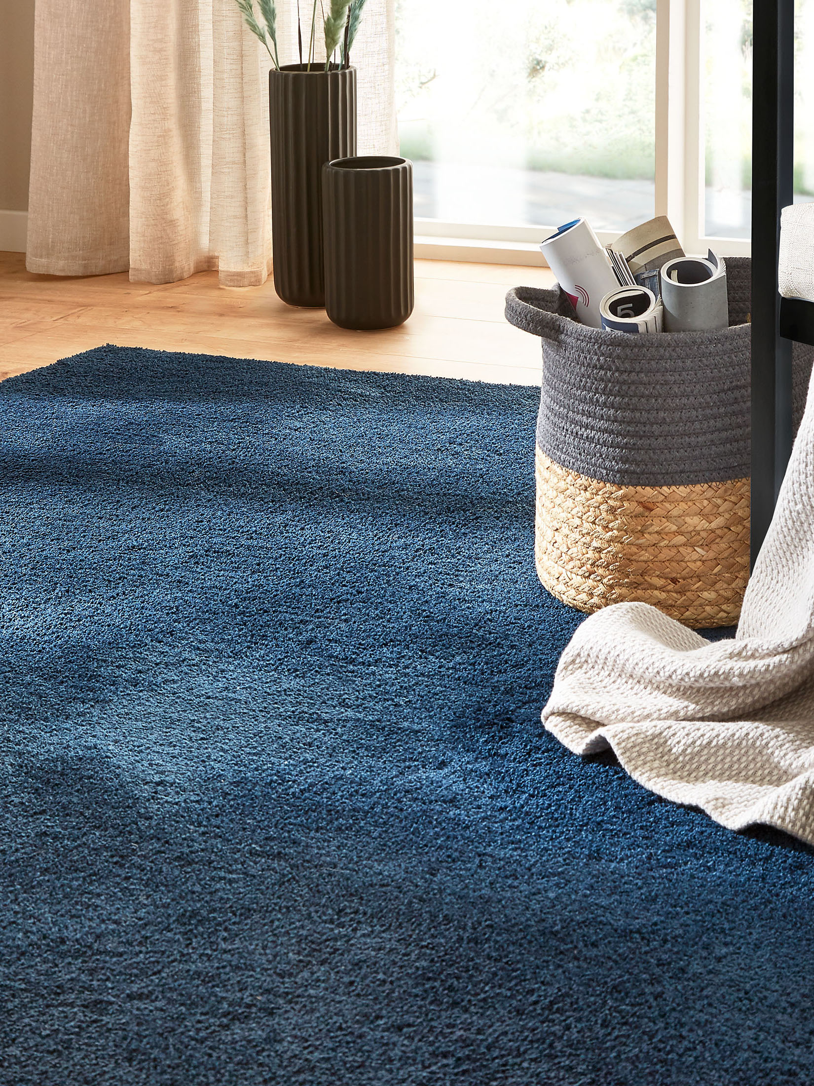 Sensation Hochflor-Teppich, Dunkelblau