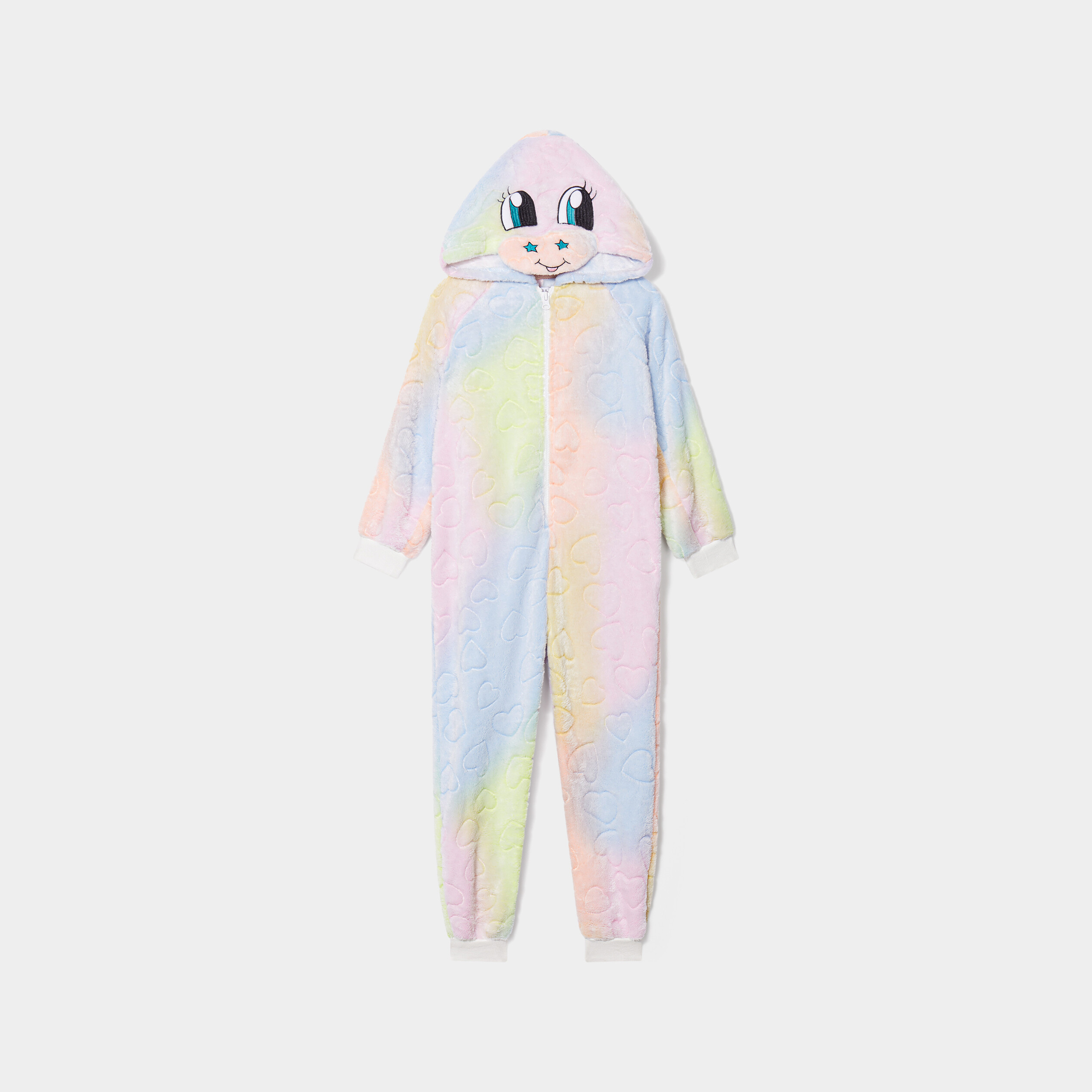 Combinaison pyjama pilou à capuche multicolore fille | La Halle