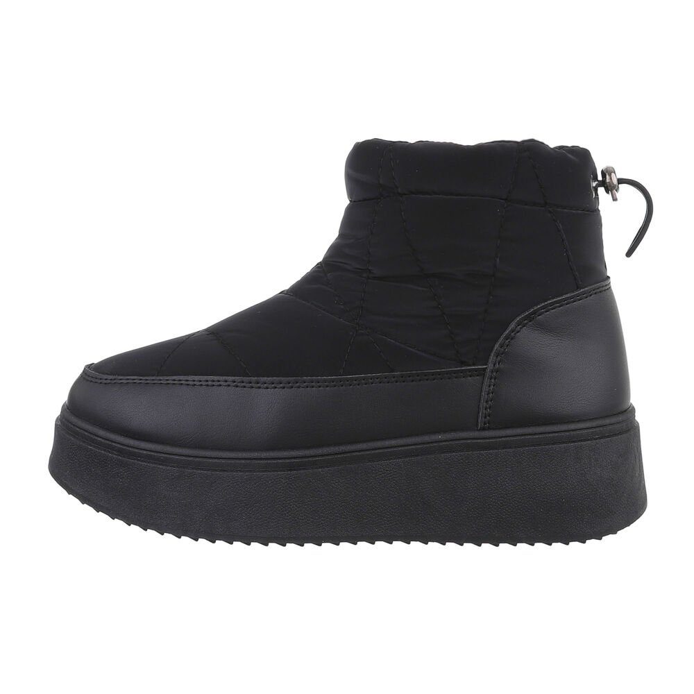 Ital-Design Damen Snowboots Freizeit Snowboots Flach Plateaustiefeletten in Schwarz