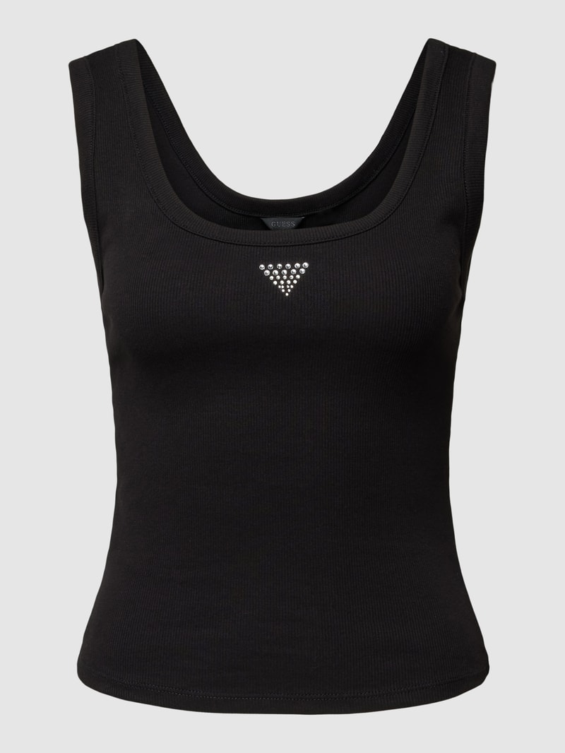 Top mit Feinripp Modell 'BLING' in black