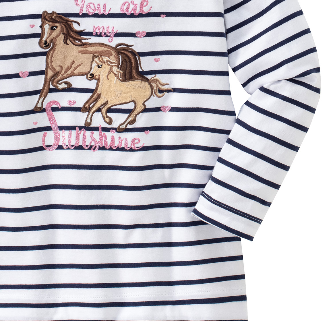 Mädchen Langarmshirt mit Pferde-Applikation
