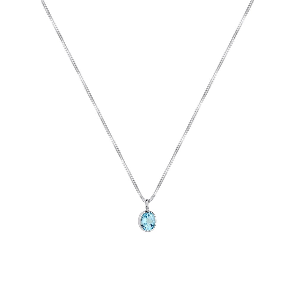 Elli Elli Collier Femmes Pendentif solitaire élégant avec topaze bleu clair en argent  collier