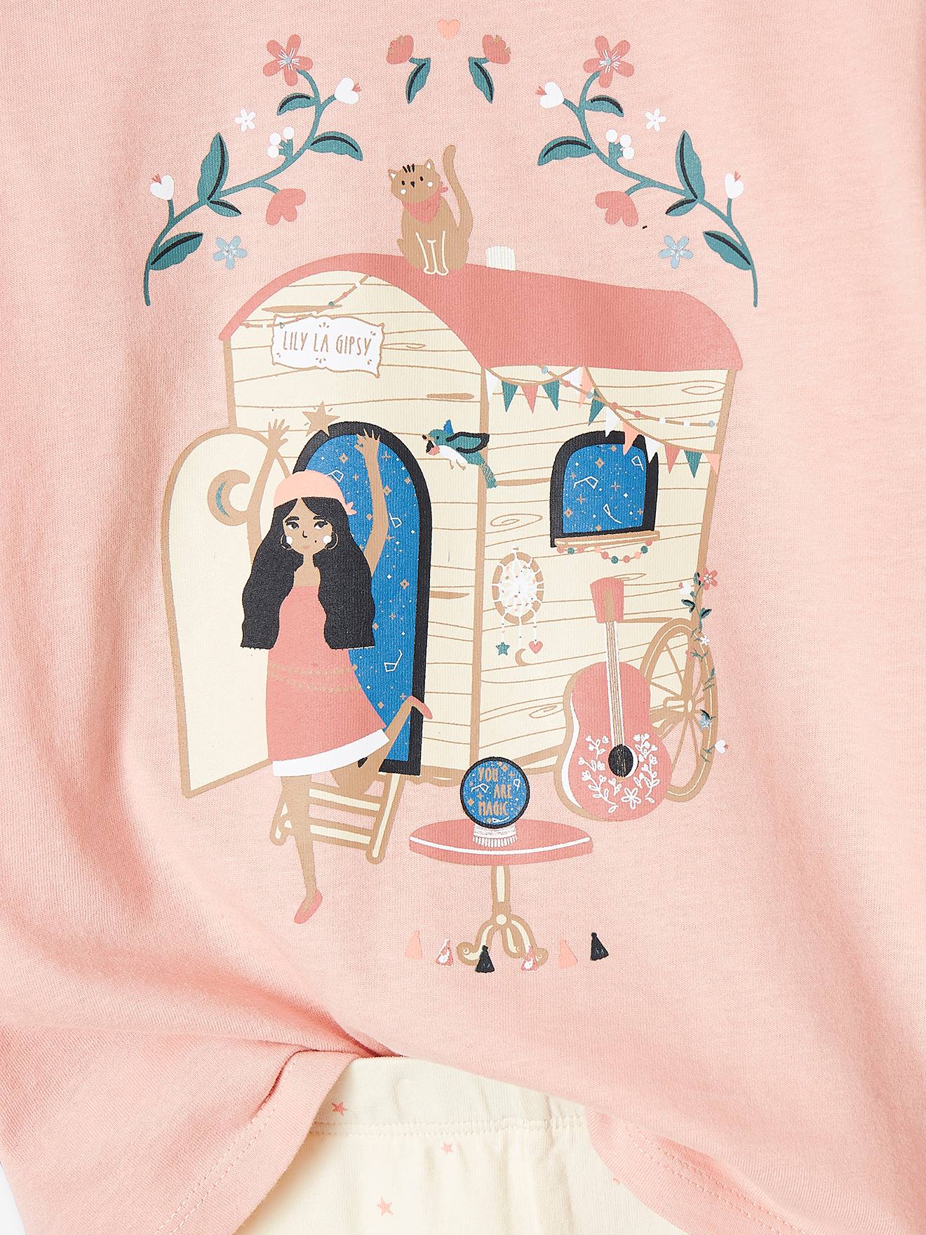 Lot pyjama + pyjashort bohème fille vieux rose