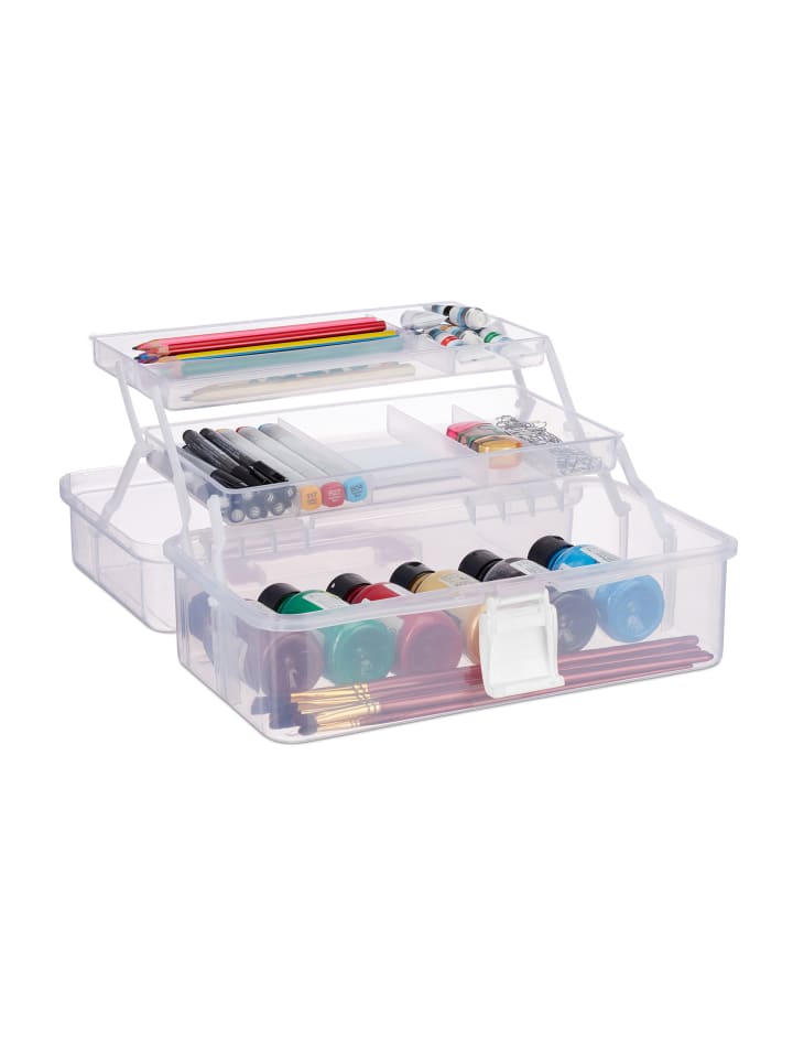 relaxdays Aufbewahrungsbox in Transparent/ Weiß - (B)33 x (H)14,5 x(T)19 cm günstig kaufen onesize