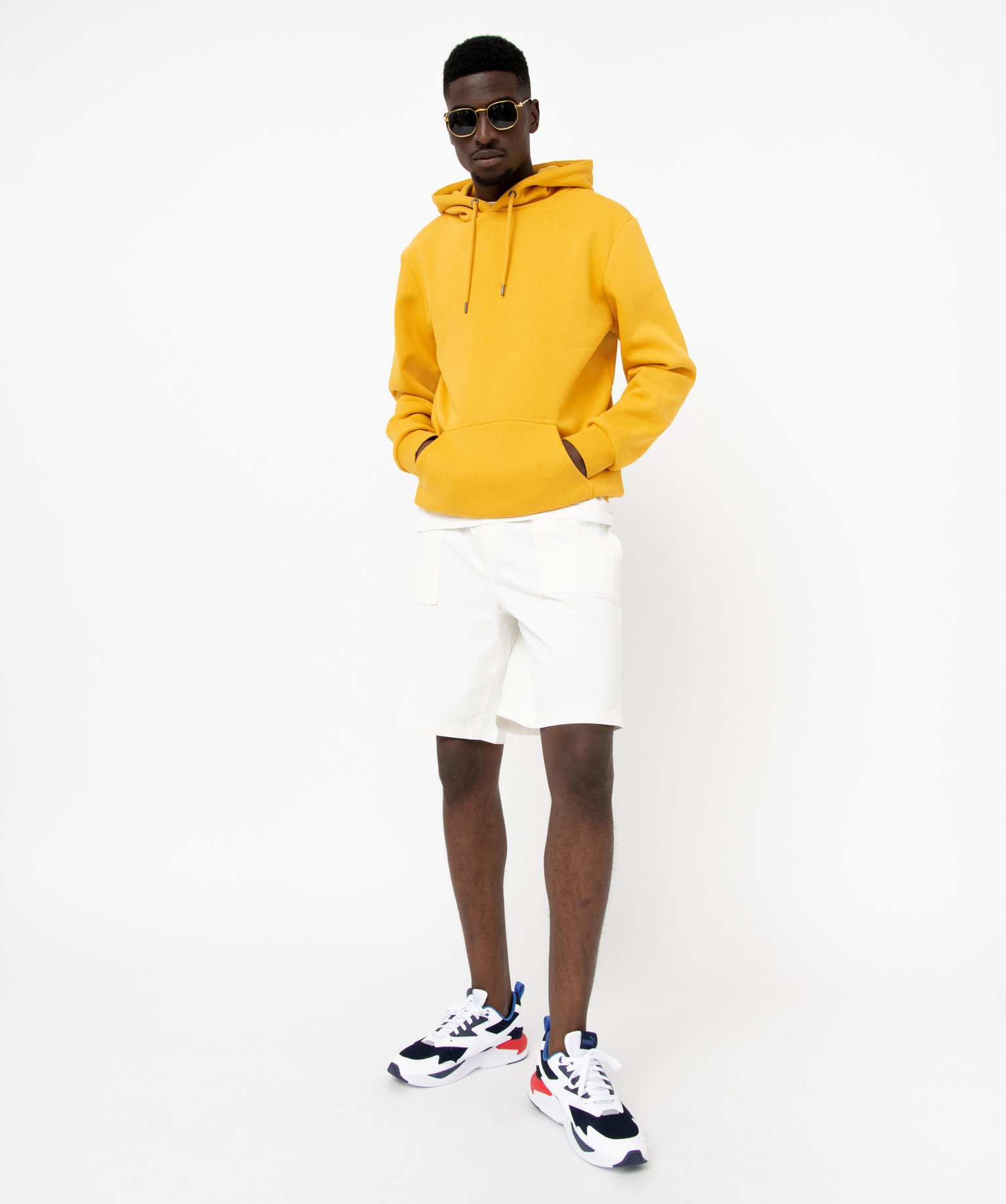 Sweat homme à capuche intérieur molletonné jaune | GEMO
