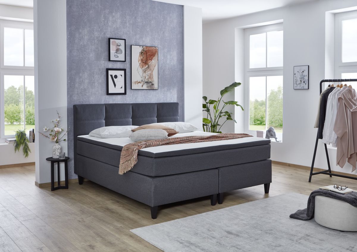 Sun Garden Boxspringbett Surrey Anthrazit 140 x 200 cm