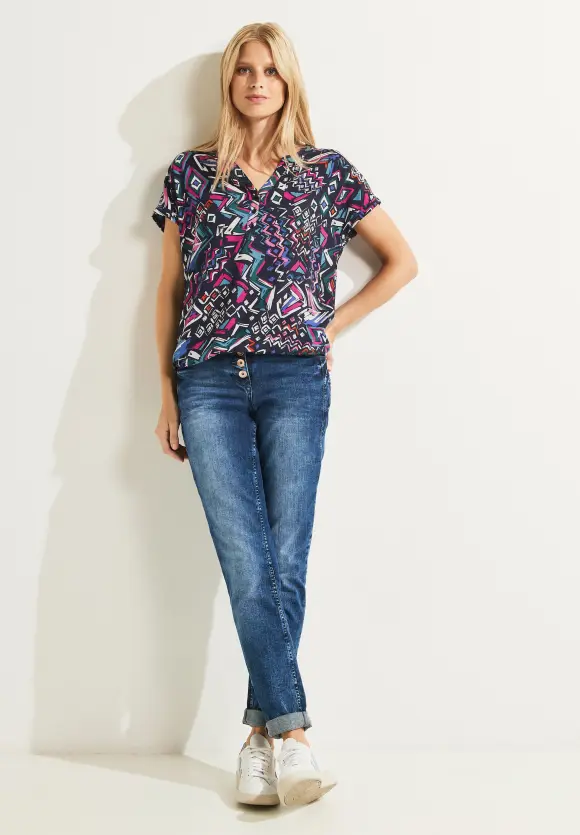 CECIL Printbluse mit Elastiksaum