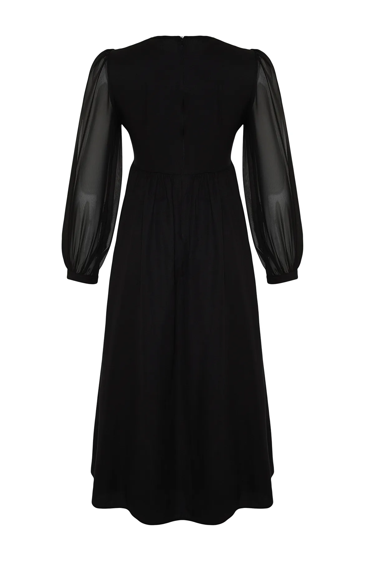 Trendyol Modest  Schwarzes Abendkleid mit Chiffon-Taille und Perlendetails TCTSS24DB00005