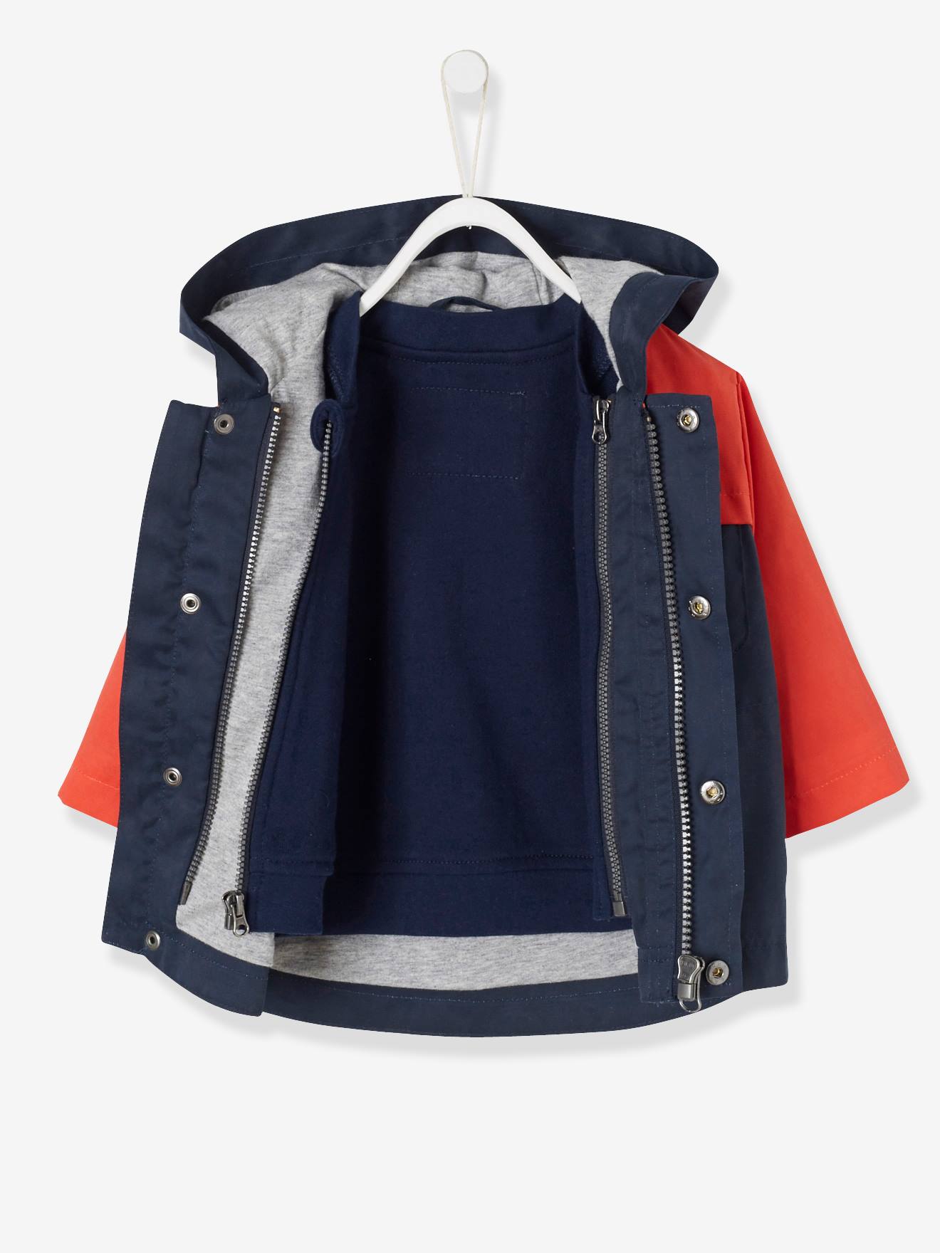 Parka 3 en 1 avec gilet amovible bébé garçon marine/rouge