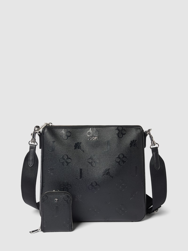 Handtasche mit Label-Muster Modell 'Decoro stampa jasmina' in black