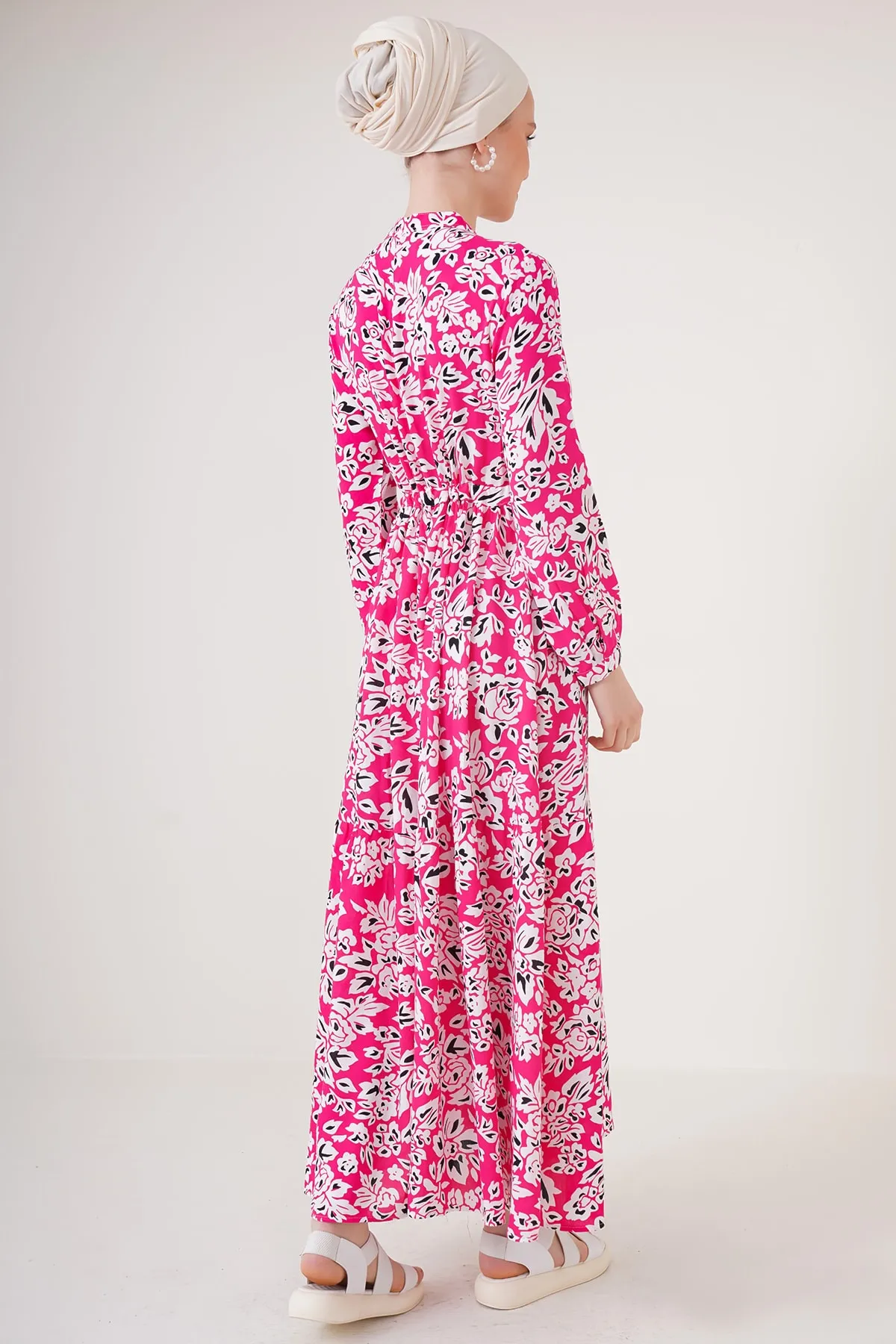 Bigdart  2144 Wunderschönes Hijab-Kleid mit Kragen – Fuchsia