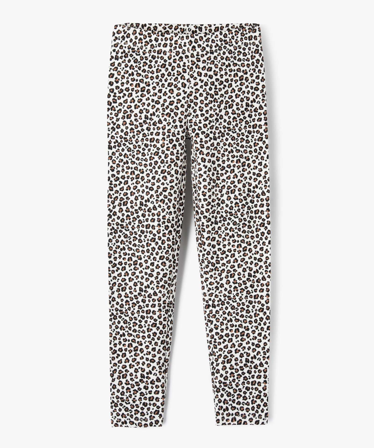 Legging en coton stretch imprimé léopard fille ecru | GEMO