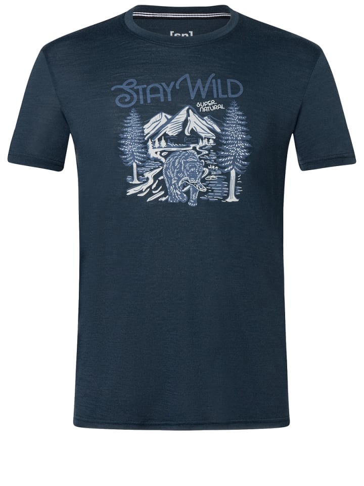 super.natural Merino T-Shirt BETTER A FISH THAN ME in blau günstig kaufen S