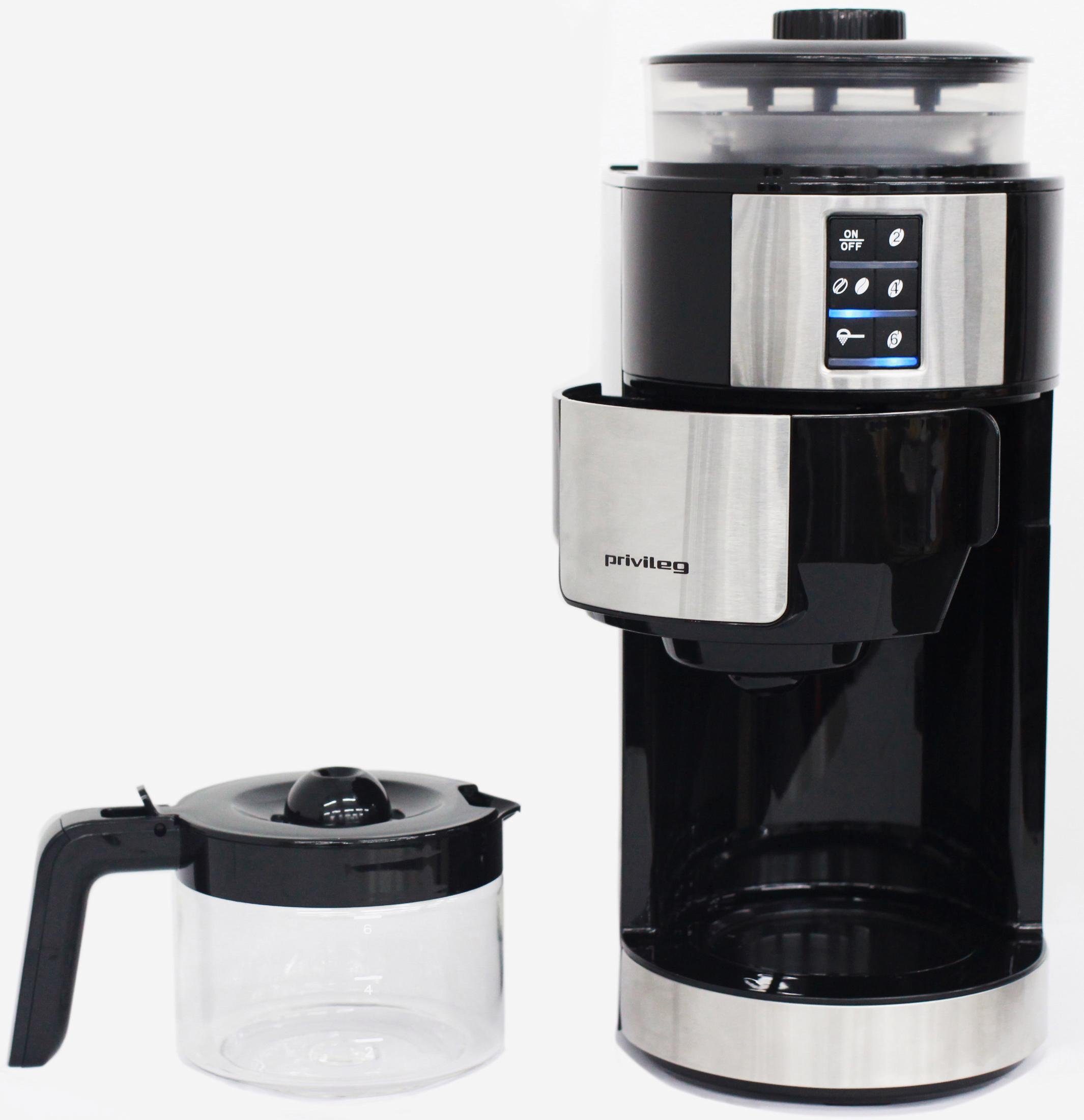 Privileg Kaffeemaschine mit Mahlwerk für 6 Tassen, Papierfilter