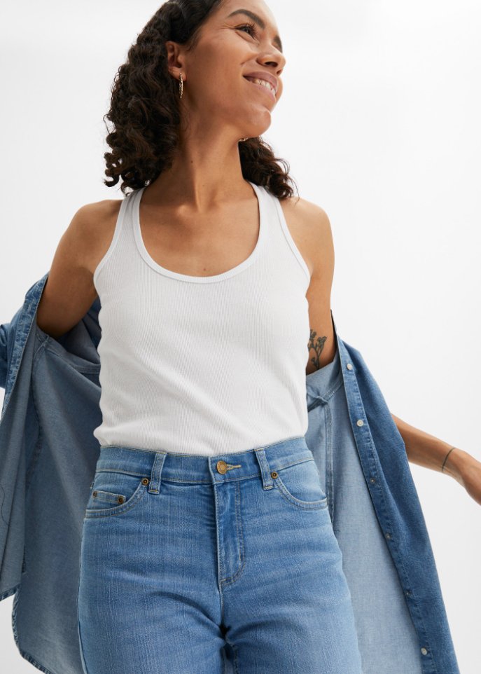 Straight Komfort-Stretch-Jeans, verkürzt