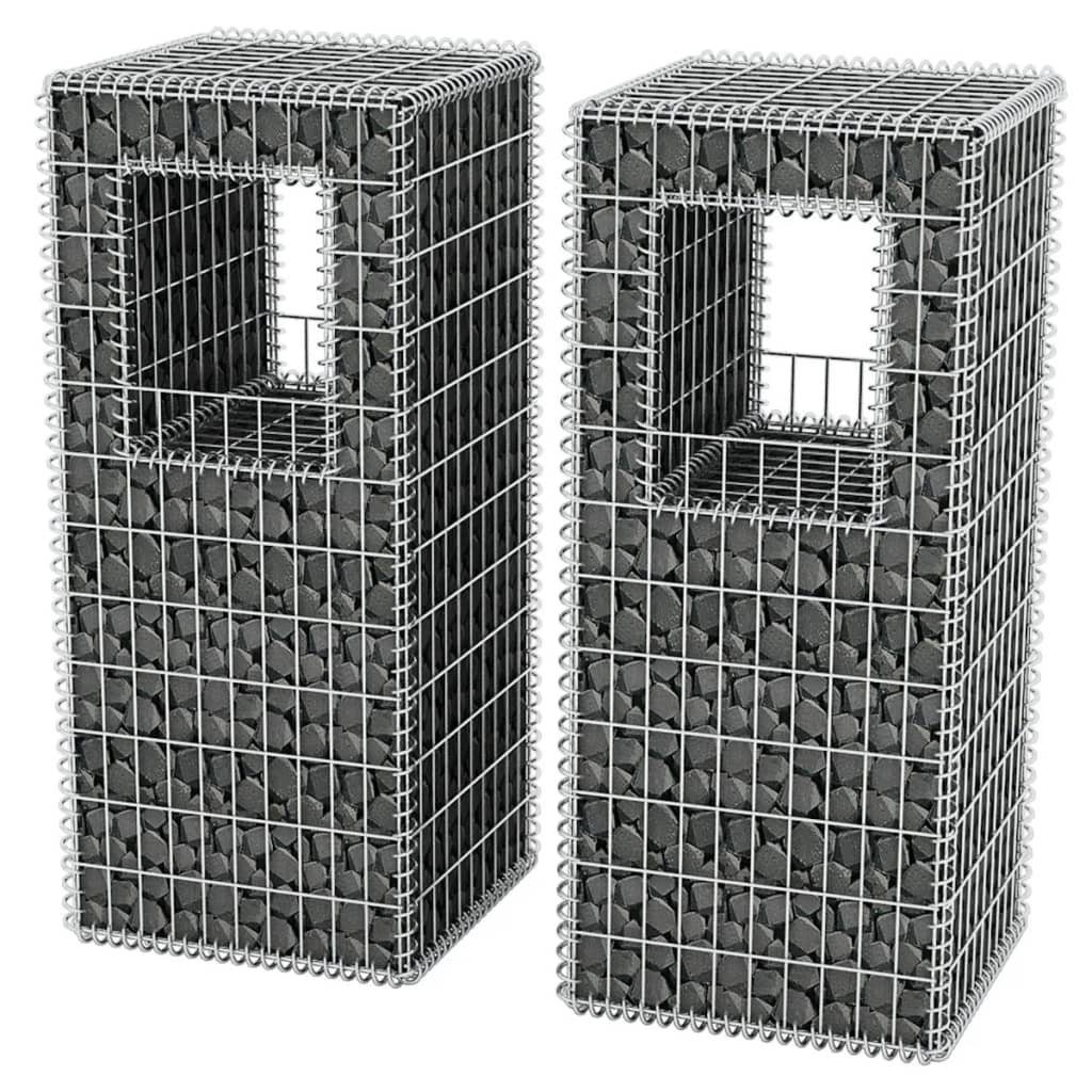 vidaXL Zaunpfosten Gabionenkorb Pfosten/Pflanzkasten 2 Stk. Stahl 50×50×120 cm, (2-St)
