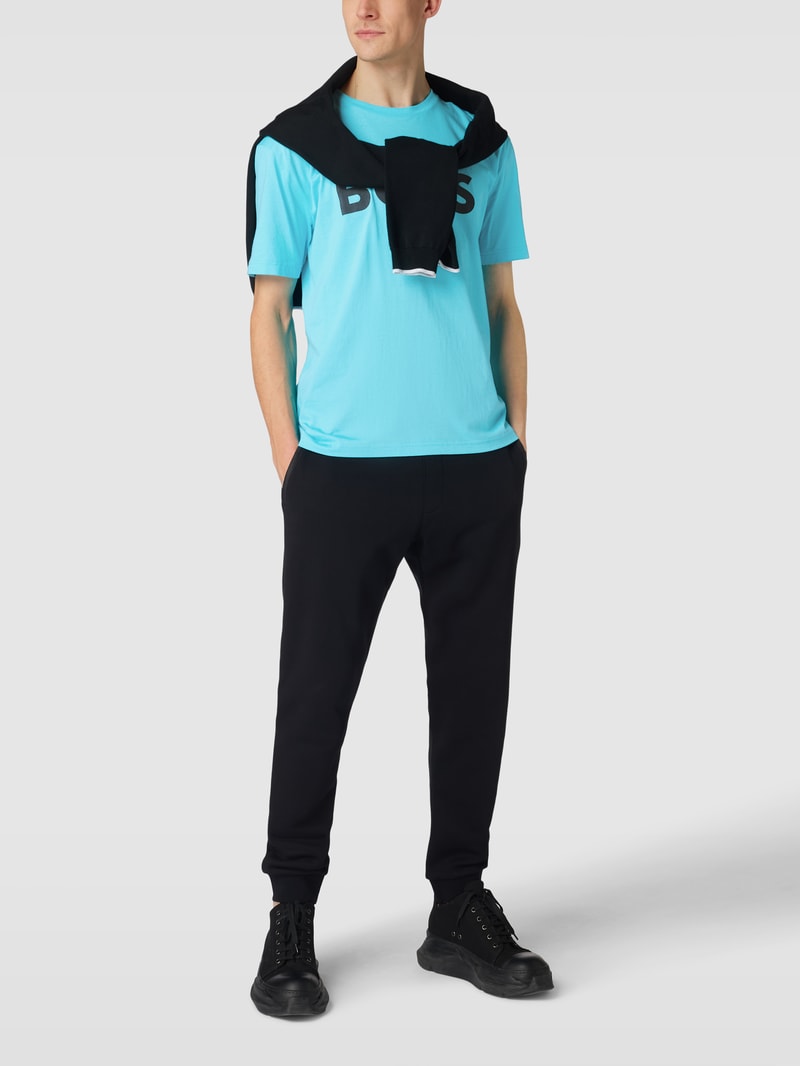 T-Shirt mit Label-Print in türkis