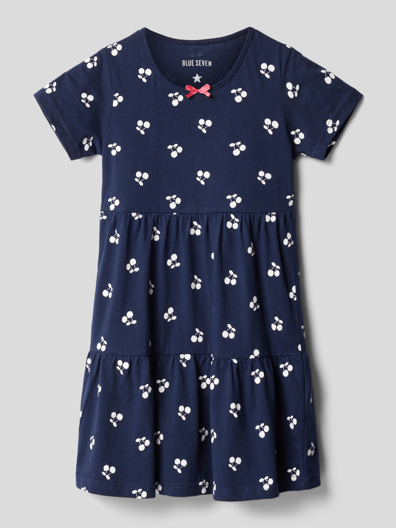 Kleid mit Volantsaum in blau