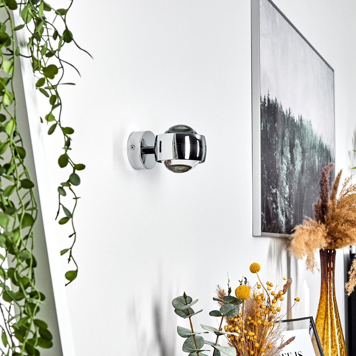 hofstein Wandleuchte Osacca Wand-Lampe, halbrunde Designer-Effektlampe in modernem chrom, ohne Leuchtmittel, mit Schlitzen, die Wandbeleuchtung funktioniert mit LED oder Halogen